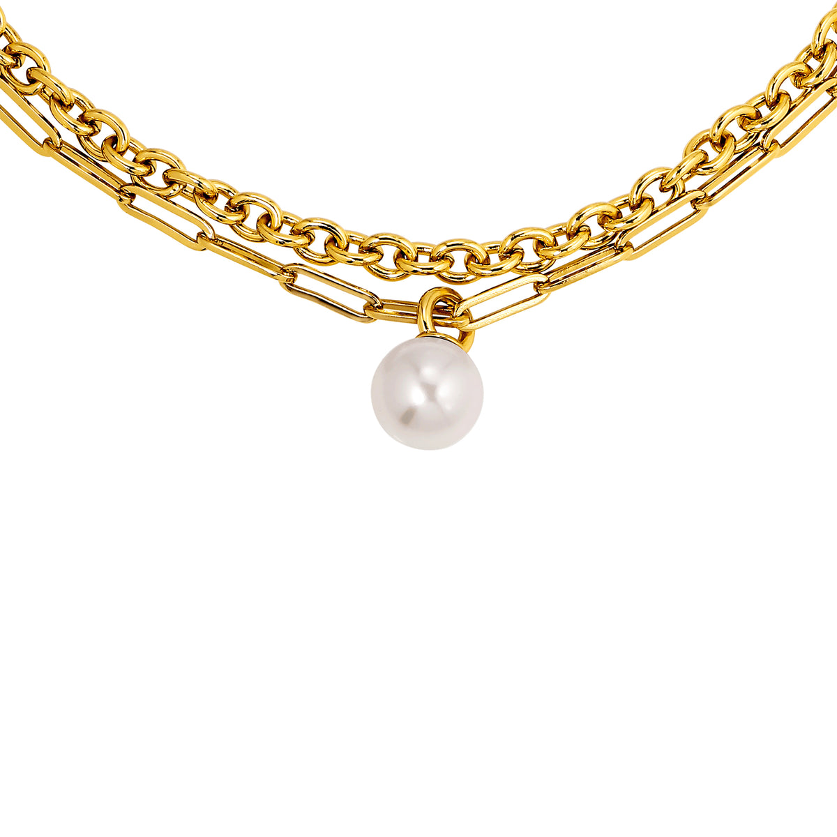 AURELIA SHINY GOLD WHITE PEARL NECKLACE
