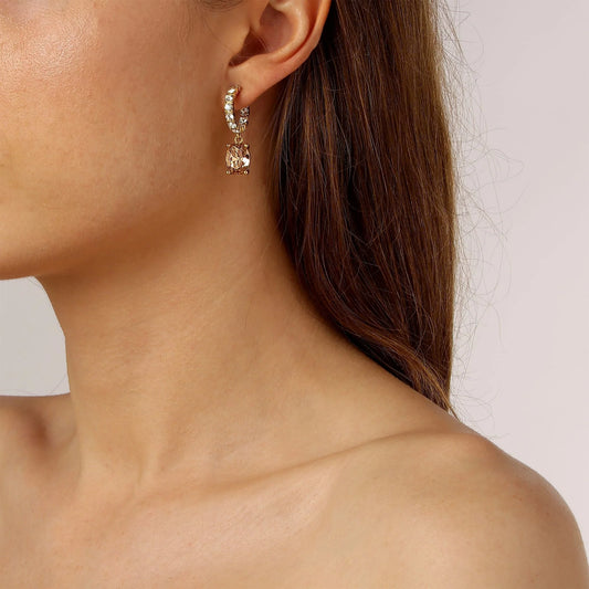 BARBARA SHINY GOLD GOLDEN/CRYSTAL EARRINGS