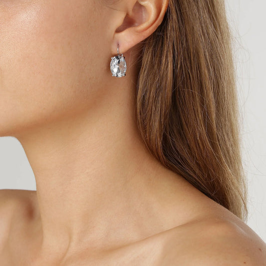 CHANTAL SILVER SHINY CRYSTAL EARRINGS