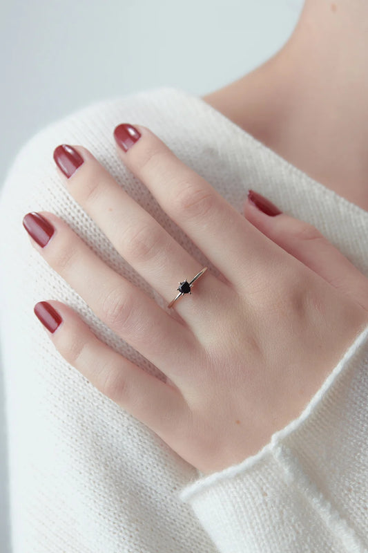 CUPID HEART MINI RING ONYX