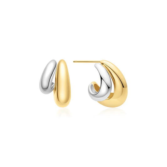 TIDE DOME STUD HOOP EARRINGS
