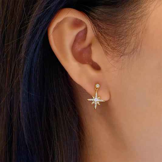 GLIMMER DROP STAR STUD EARRINGS