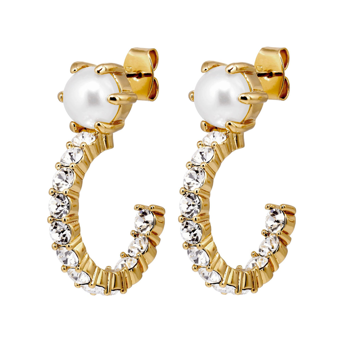 ESPRIT SHINY GOLD CRYSTAL/PEARL EARRINGS
