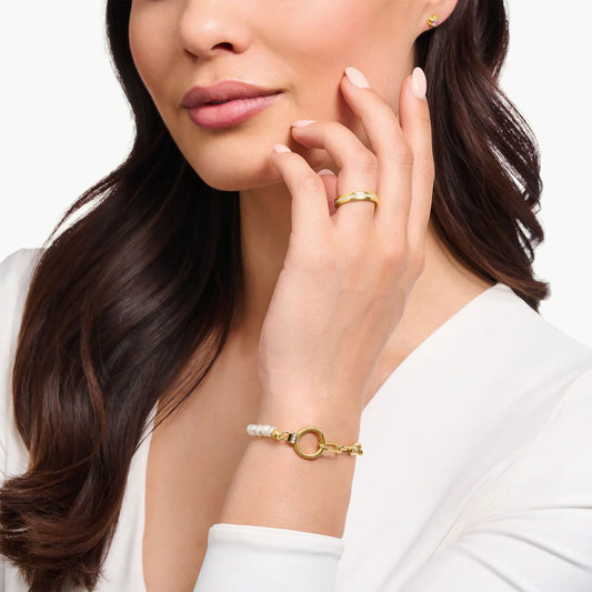 COSMIC FRESHWATER PEARL GOLDEN BEAD BRACELET