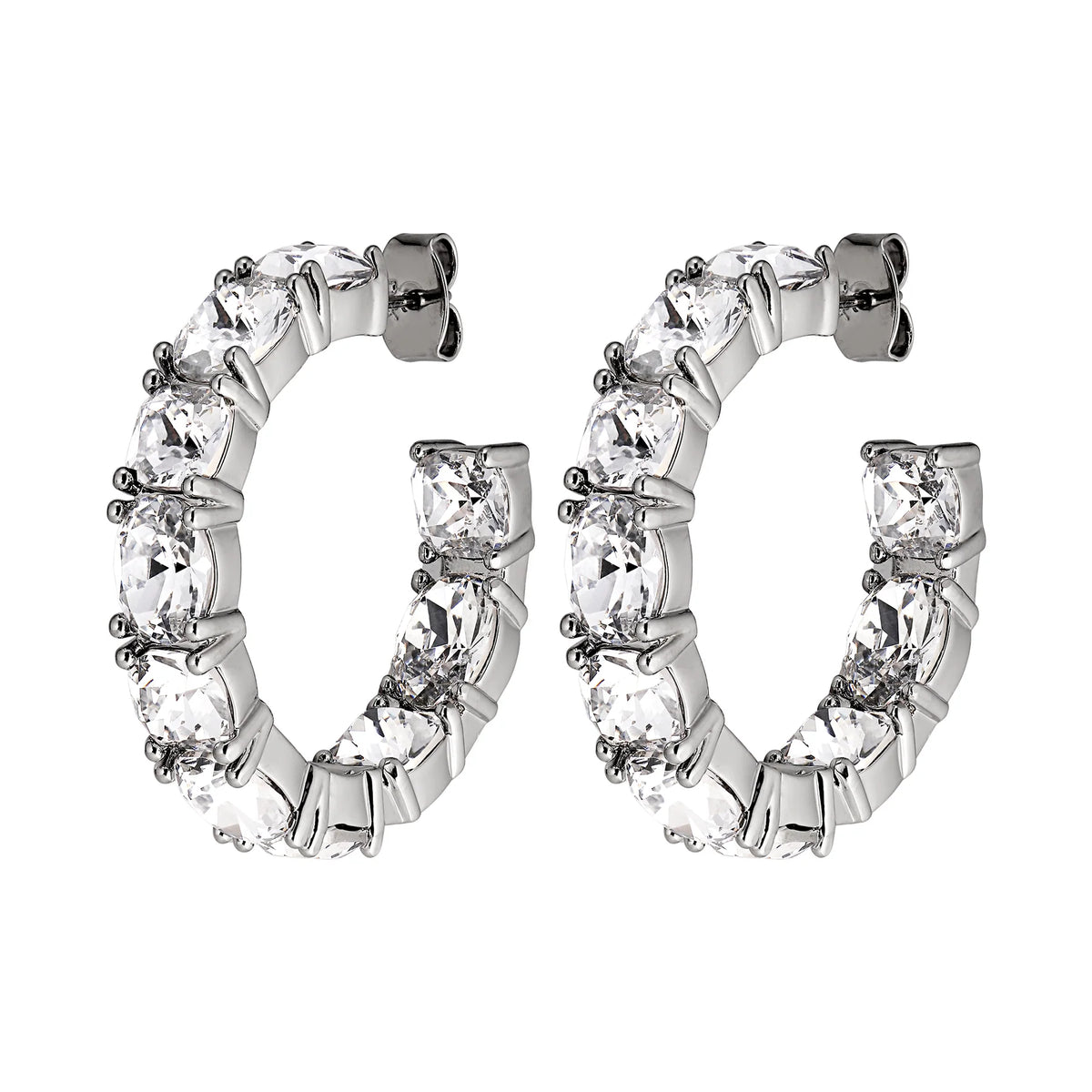 GRETIA SHINY SILVER CRYSTAL EARRINGS