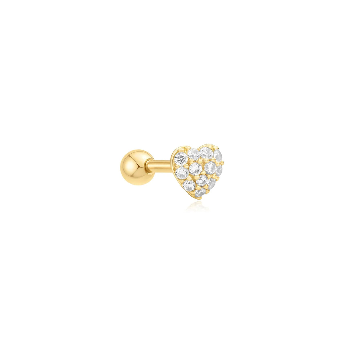 PAVE HEART BARBELL SINGLE EARRING