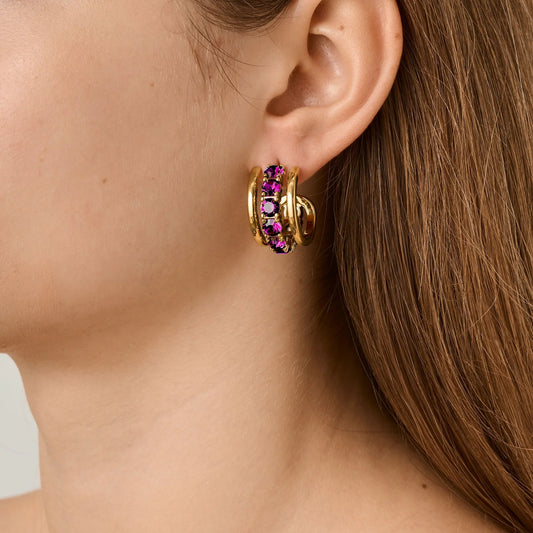 HELEN SHINY GOLD PINK EARRINGS