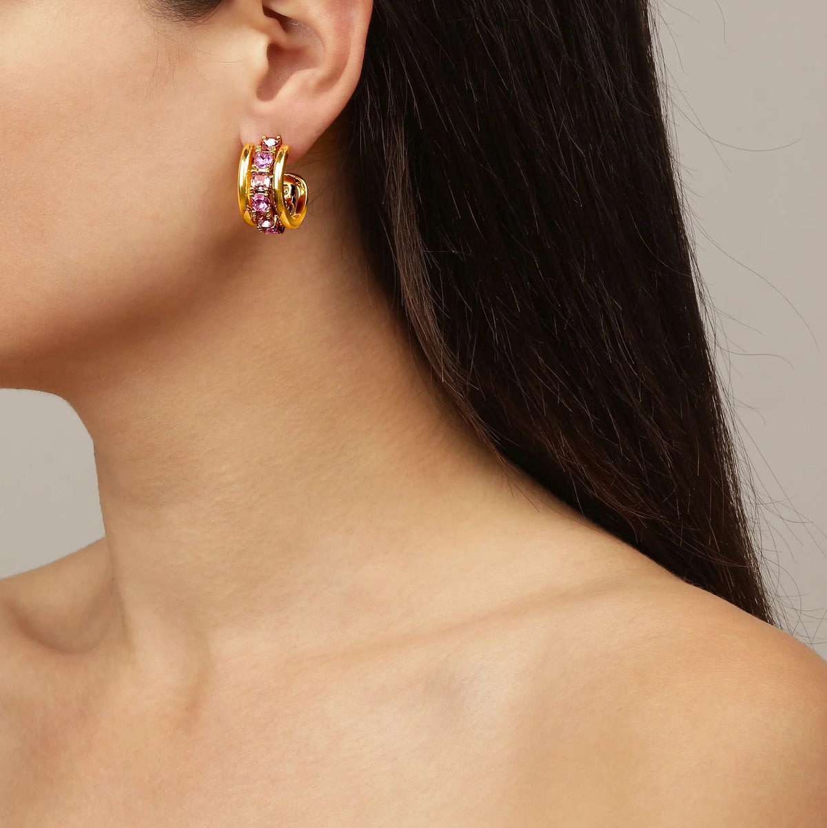 HELEN SHINY GOLD ROSE EARRINGS
