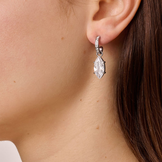 JUNIPE SHINY SILVER CRYSTAL EARRINGS