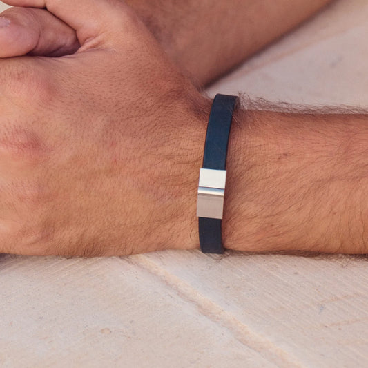 LEWIS LEATHER BRACELET BLACK 19.5CM