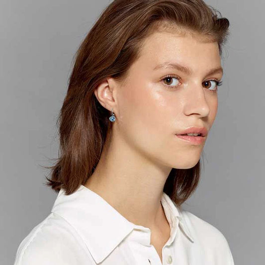 MADU SHINY SILVER LIGHT SAPPHIRE EARRINGS