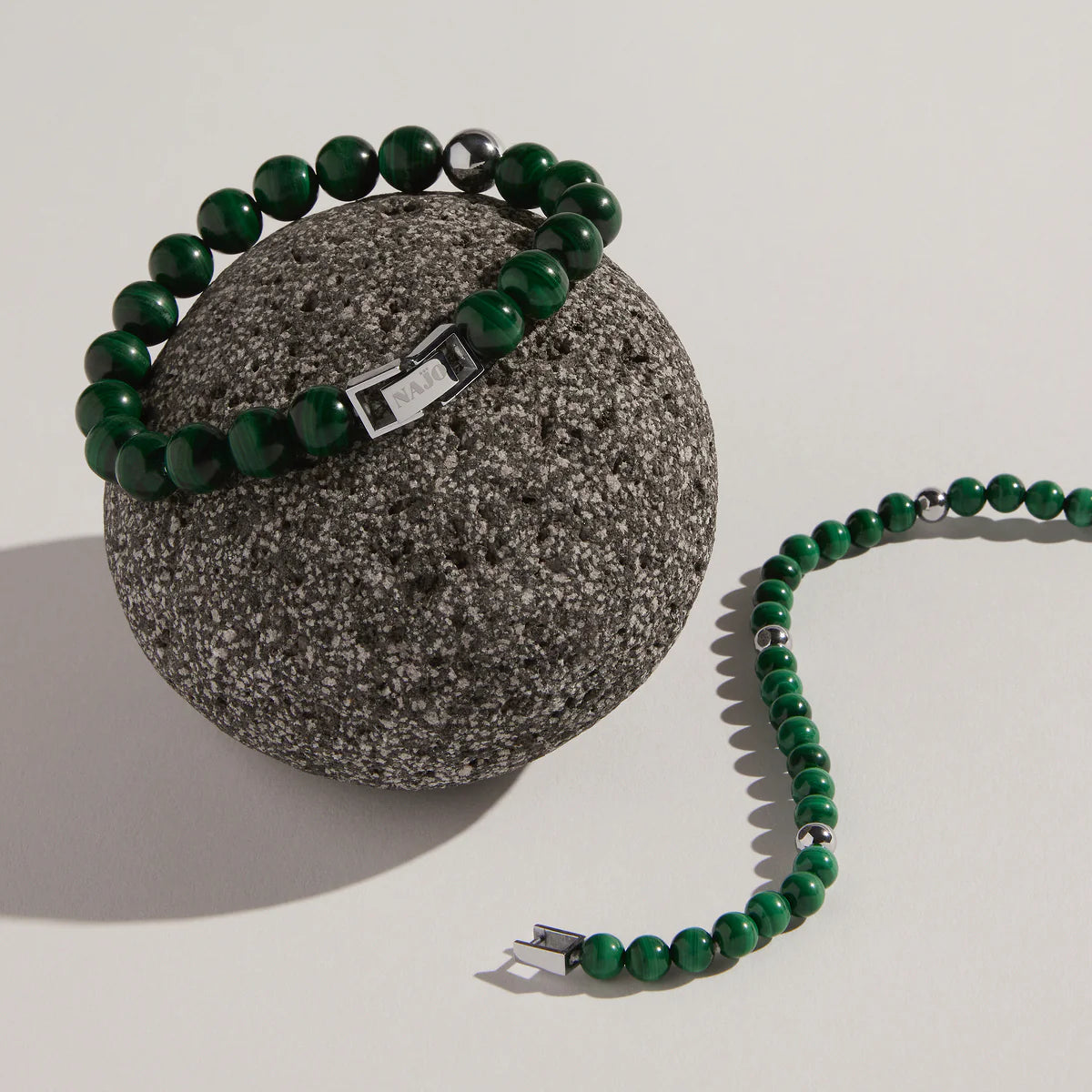ATLAS MEN'S 6MM BEADED MALACHITE BRACELET
