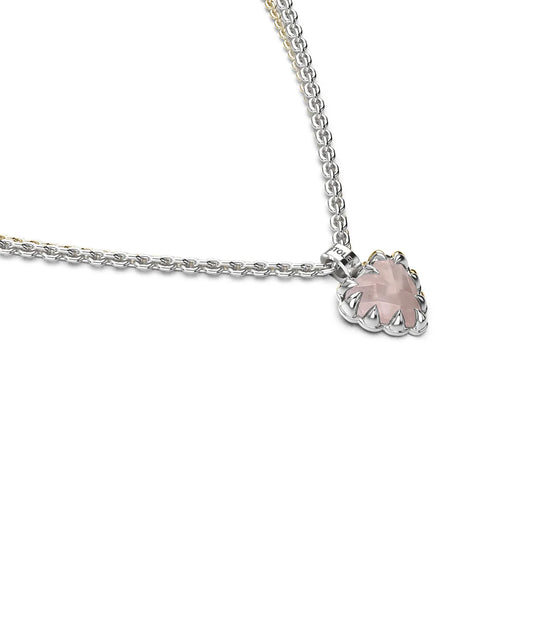 MINI LOVE CLAW NECKLACE ROSE QUARTZ