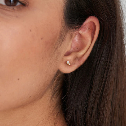 RISING STAR MOTHER OF PEARL & KYOTO OPAL STUD EARRINGS