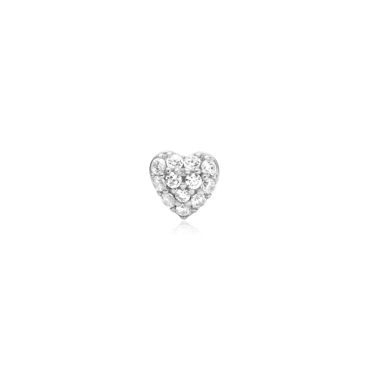 PAVE HEART BARBELL SINGLE EARRING