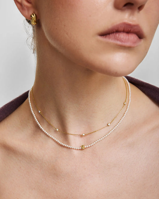 SWAN TWIST & GLASS PEARL BEADED NECKLACE