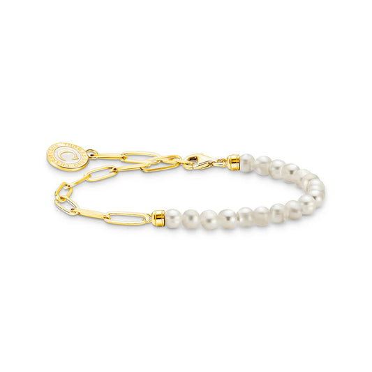 CHARISMA PEARL AND CHAIN LINKS CHARM BRACELET