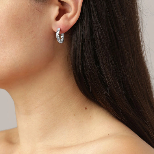 RAQUEL SHINEY SILVER CRYSTAL EARRINGS
