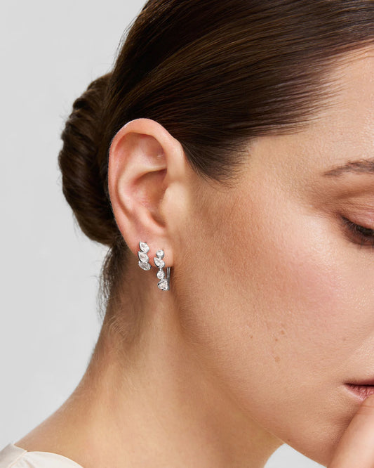 WANDERER ROUND & TEARDROP HUGGIE HOOP EARRINGS