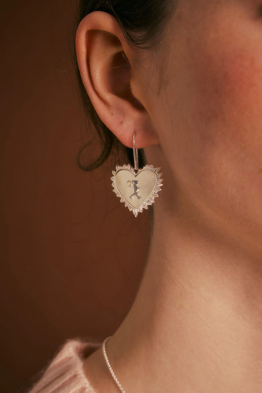 RUNAWAY FLAMING MOTHER OF PEARL EARRINGS