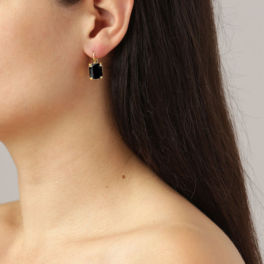 SEGIN SHINY GOLD BLACK EARRINGS