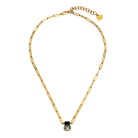 SERAFINE SHINY GOLD BLACK GREY NECKLACE