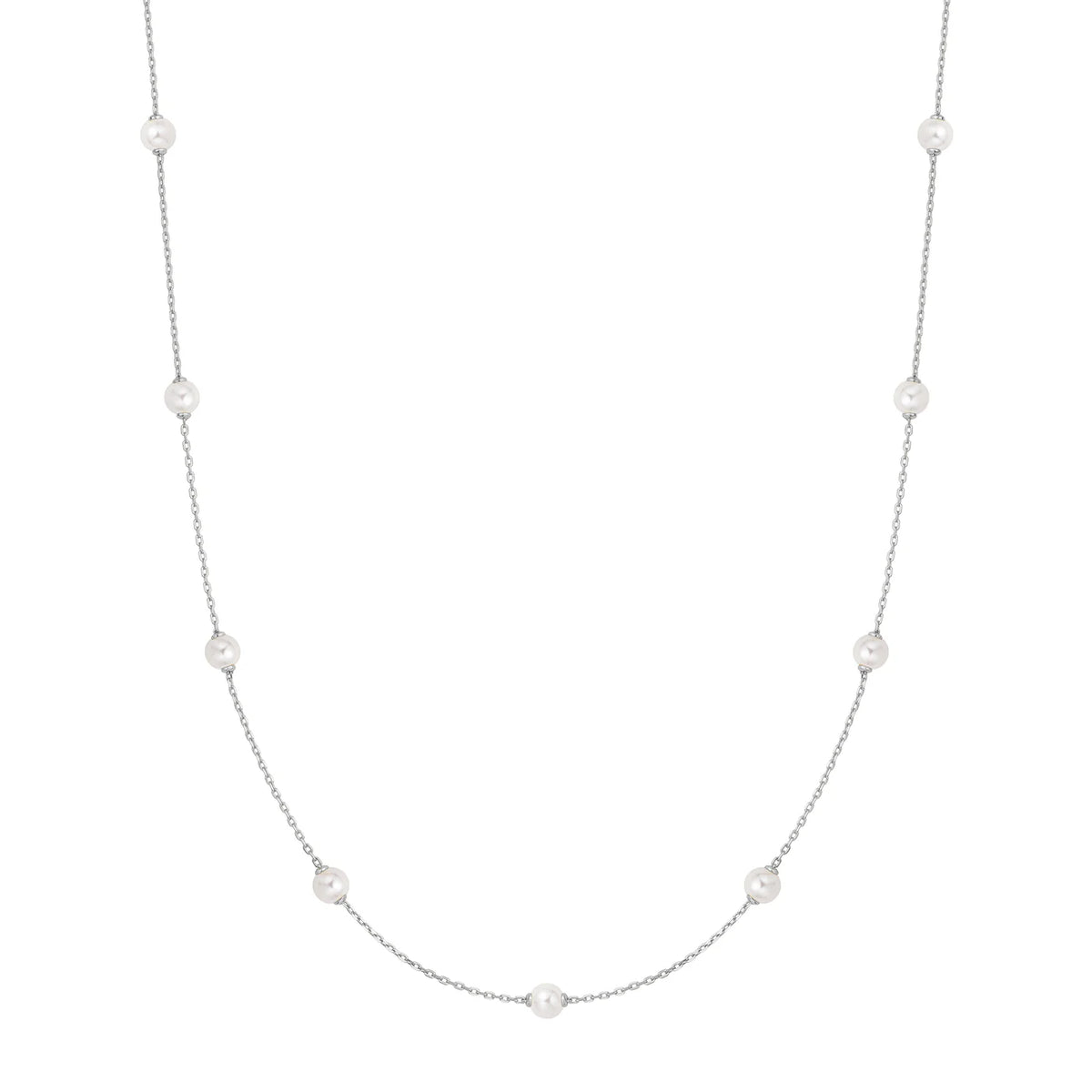 DAINTY PEARL STATION CHAIN NECKLACE