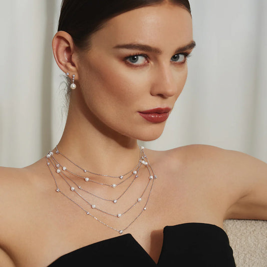 DAINTY PEARL STATION CHAIN NECKLACE