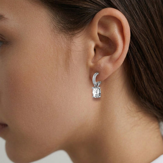 SOLENE SHINY SILVER CRYSTAL EARRINGS