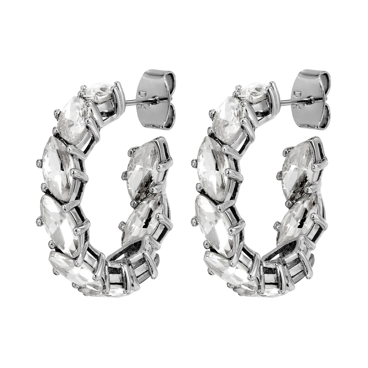 TAMARIN SHINY SILVER CRYSTAL EARRINGS