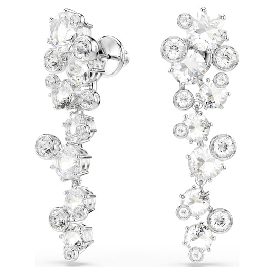 CONSTELLA DROP EARRINGS MIXED CUTS - WHITE, RHODIUM
