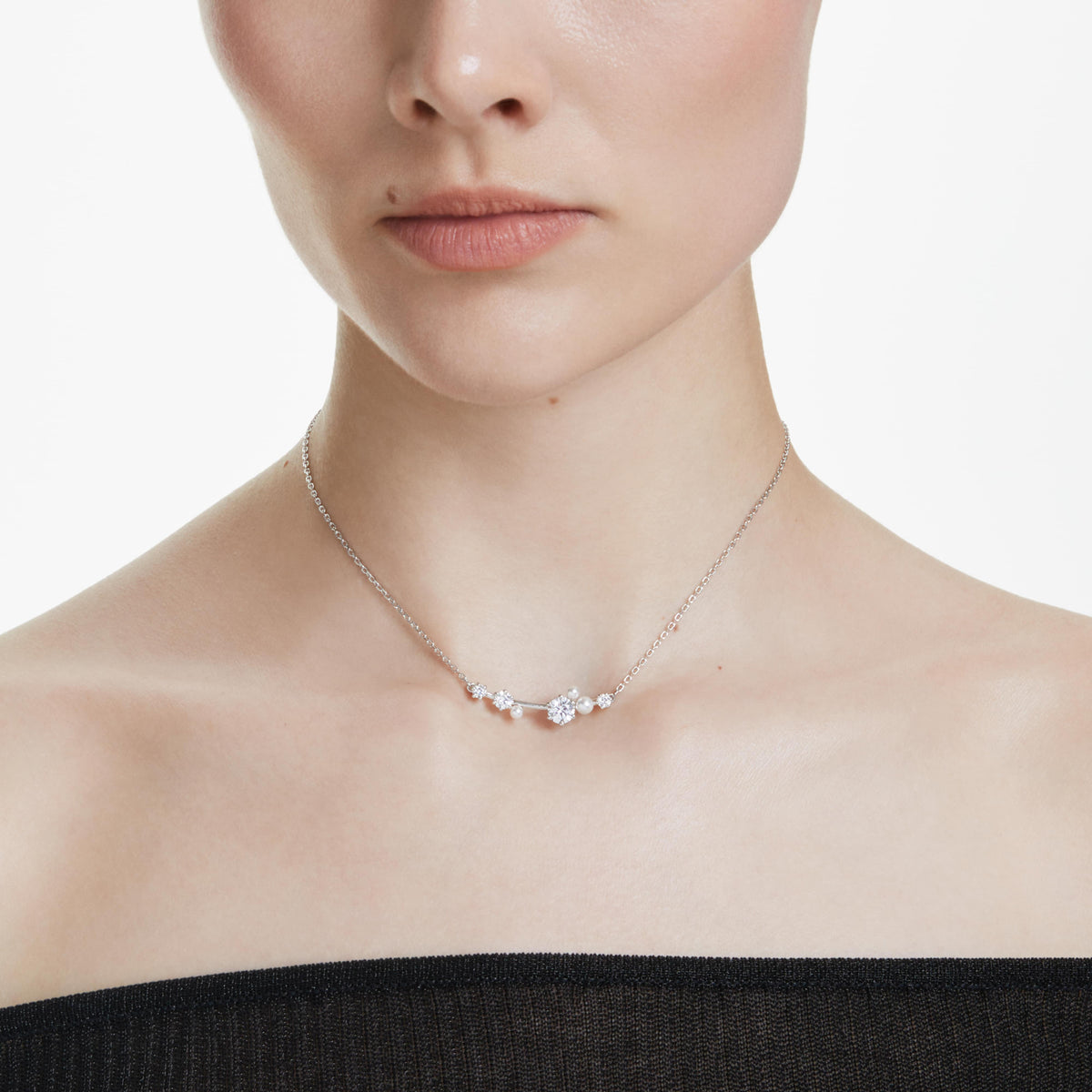 CONSTELLA NECKLACE - WHITE, RHODIUM