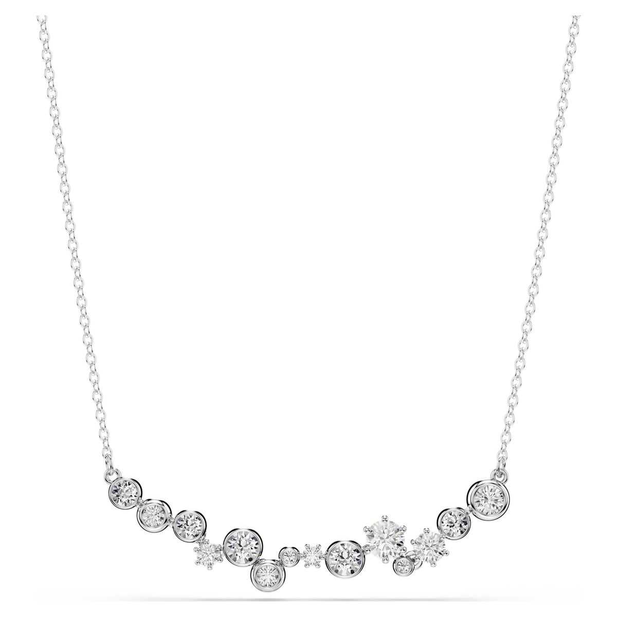 CONSTELLA NECKLACE MIXED CUTS - WHITE, RHODIUM