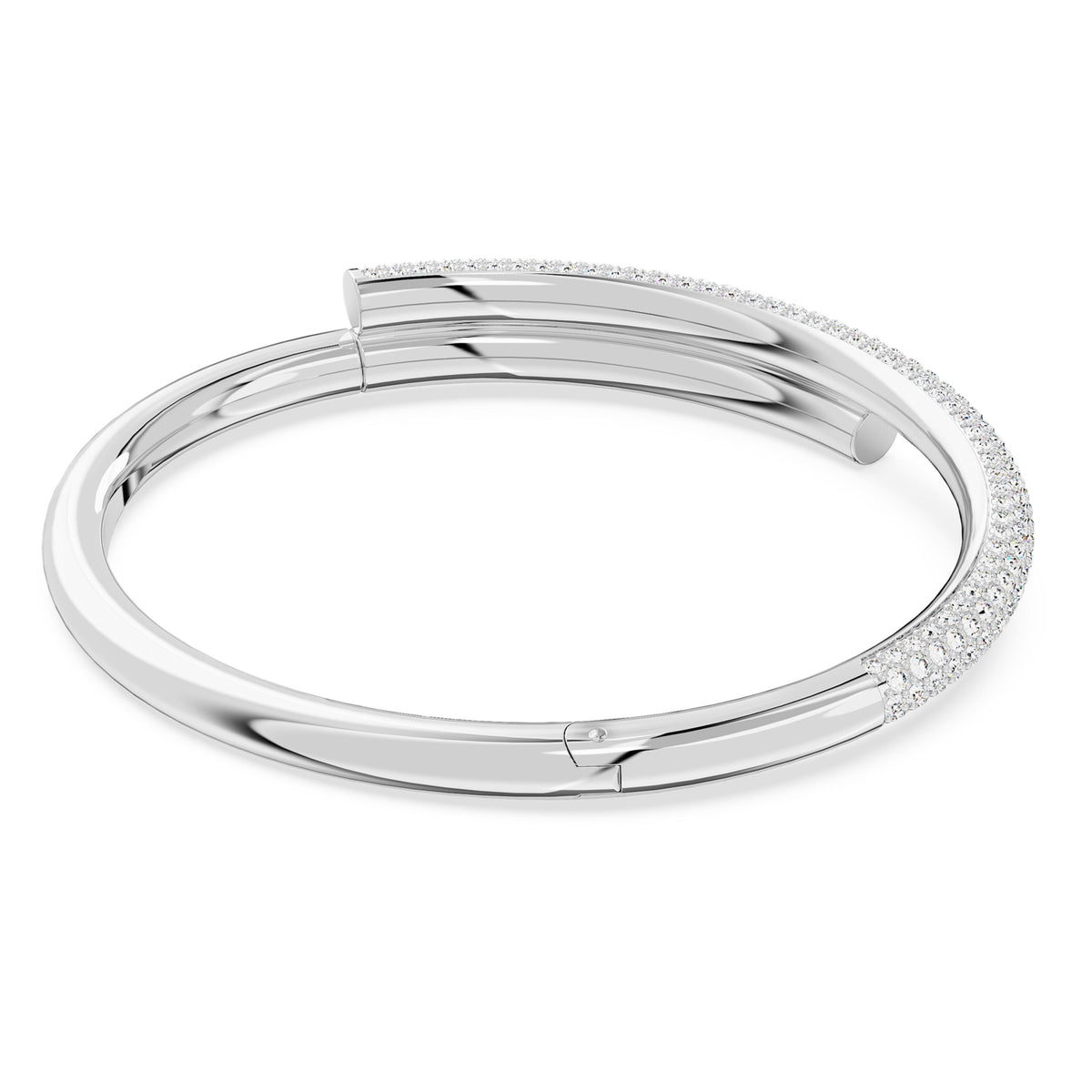DEXTERA BANGLE - WHITE, RHODIUM