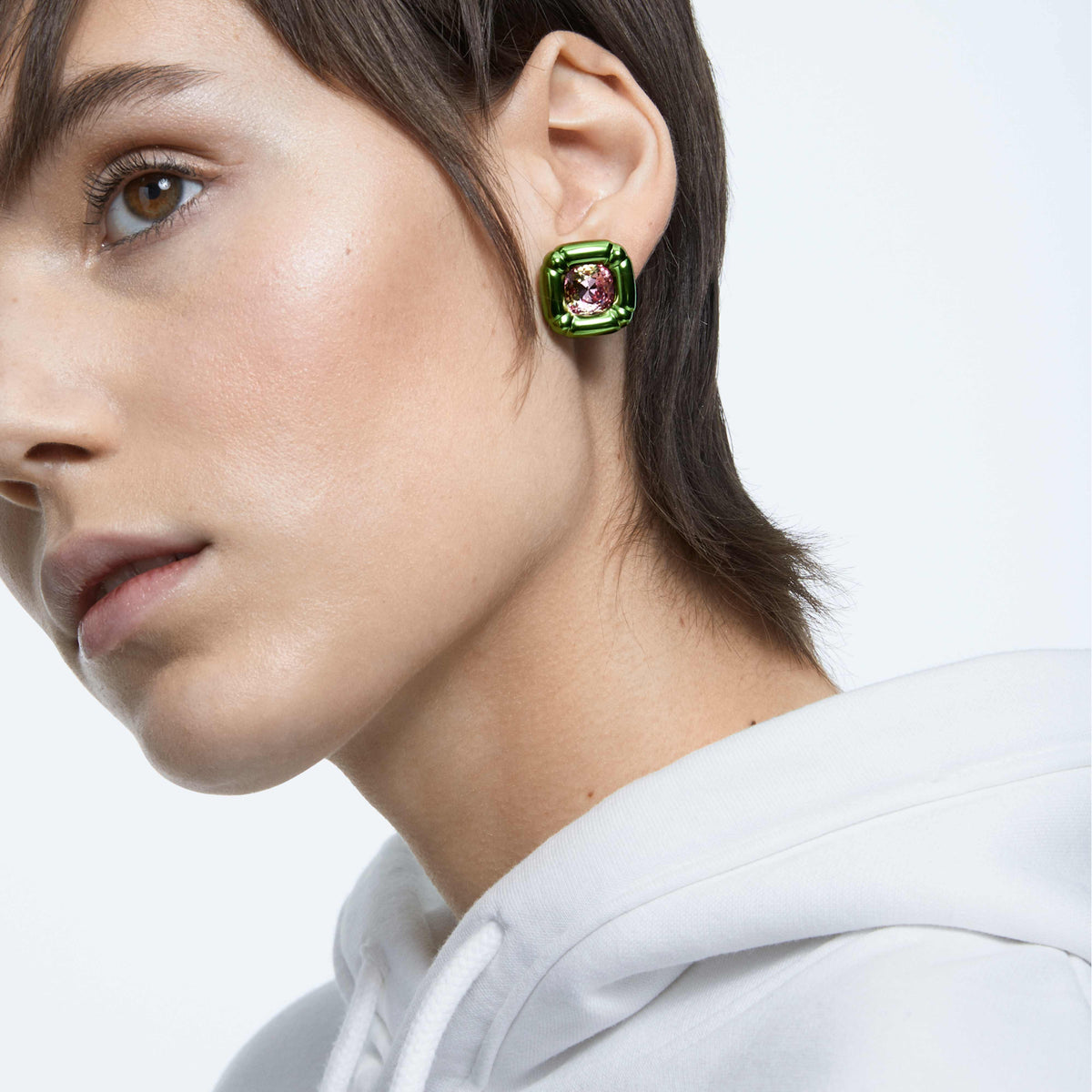 DULCIS STUD EARRINGS CUSHION - GREEN/PINK