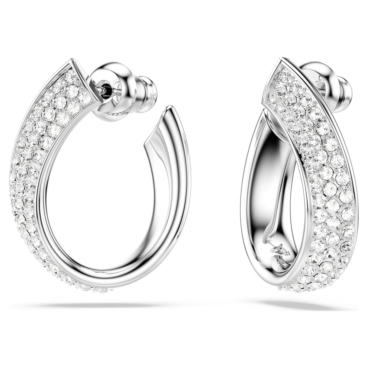 EXIST HOOP EARRINGS SMALL - WHITE, RHODIUM