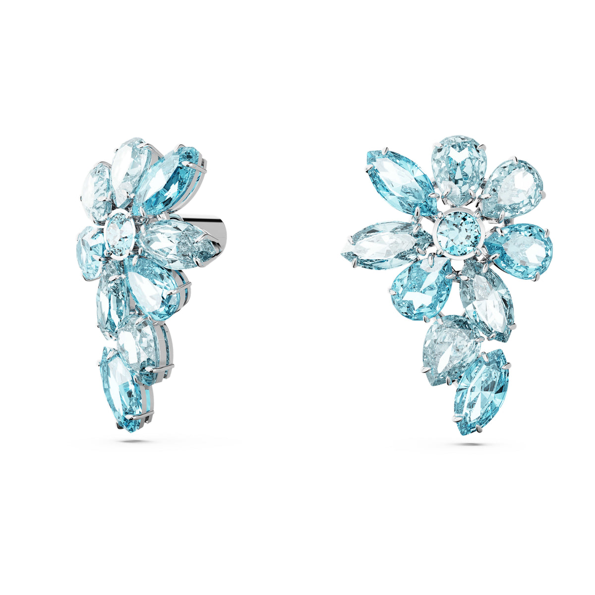 GEMA DROP EARRINGS FLOWER - BLUE, RHODIUM