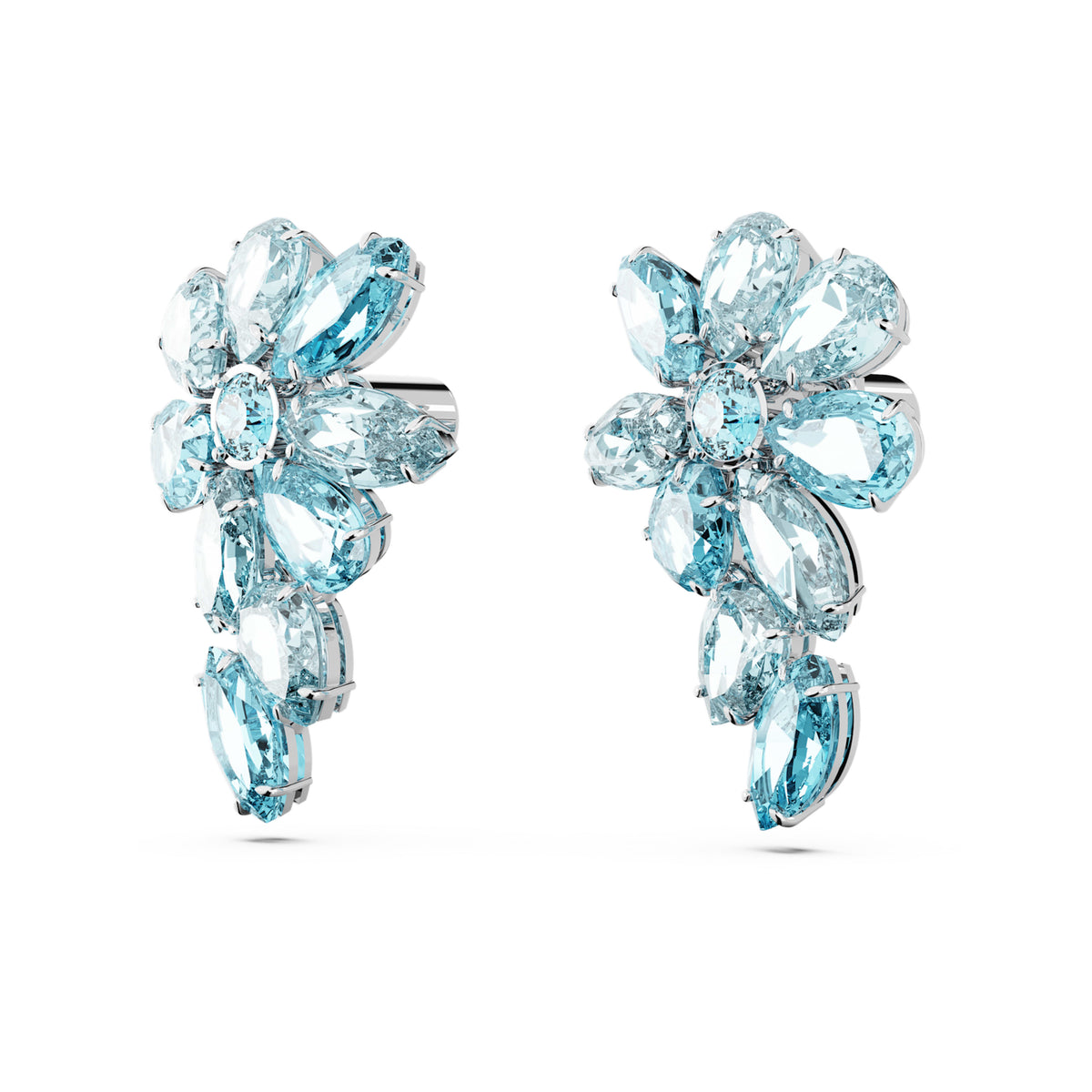 GEMA DROP EARRINGS FLOWER - BLUE, RHODIUM