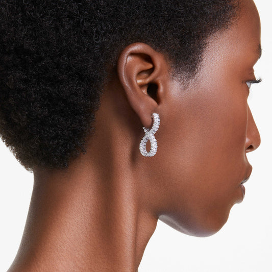 HYPERBOLA HOOP EARRINGS INFINITY - WHITE, RHODIUM