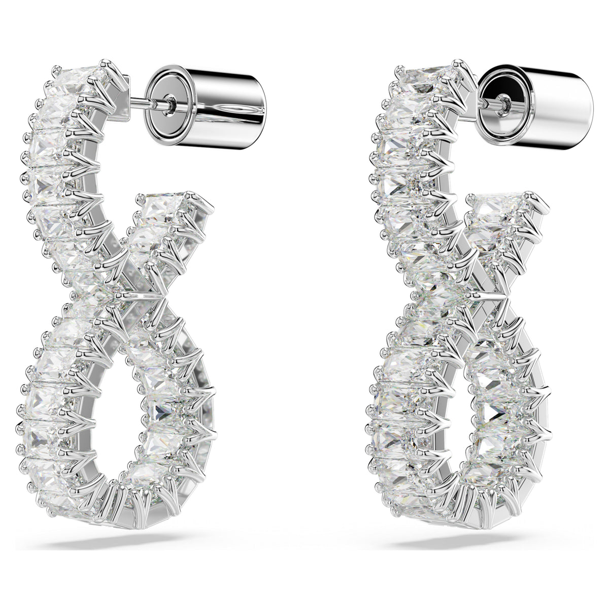 HYPERBOLA HOOP EARRINGS INFINITY - WHITE, RHODIUM