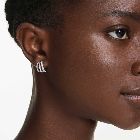 HYPERBOLA HOOP EARRINGS MINI - WHITE, RHODIUM