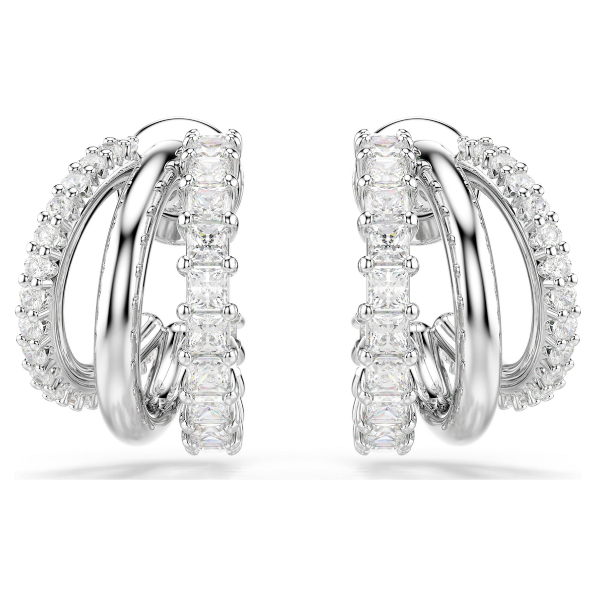 HYPERBOLA HOOP EARRINGS MINI - WHITE, RHODIUM