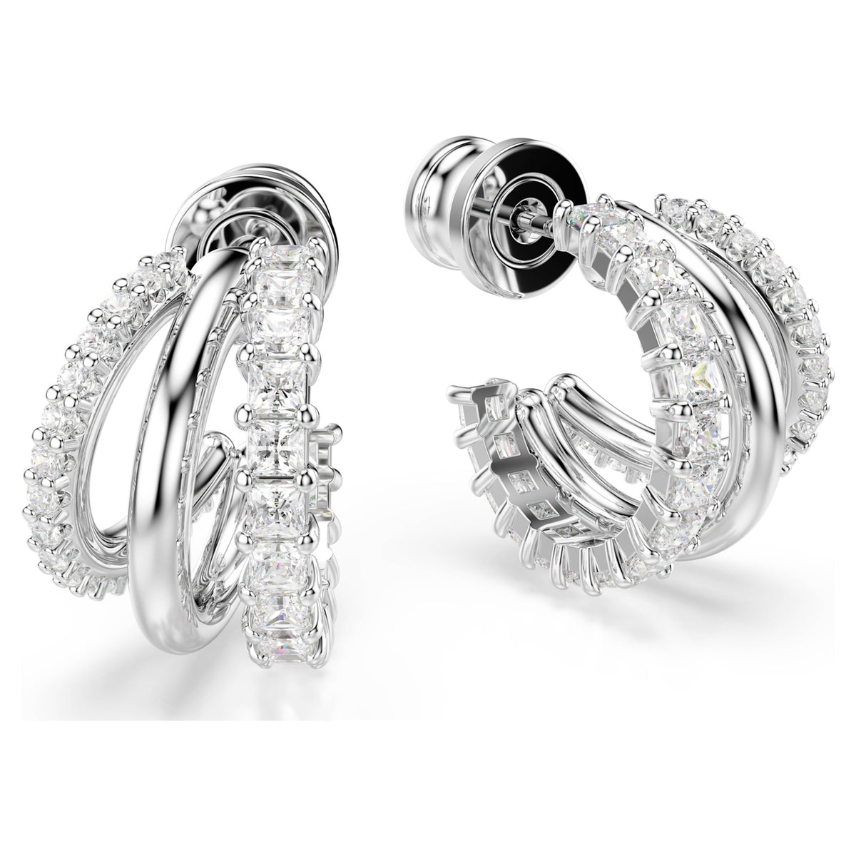 HYPERBOLA HOOP EARRINGS MINI - WHITE, RHODIUM
