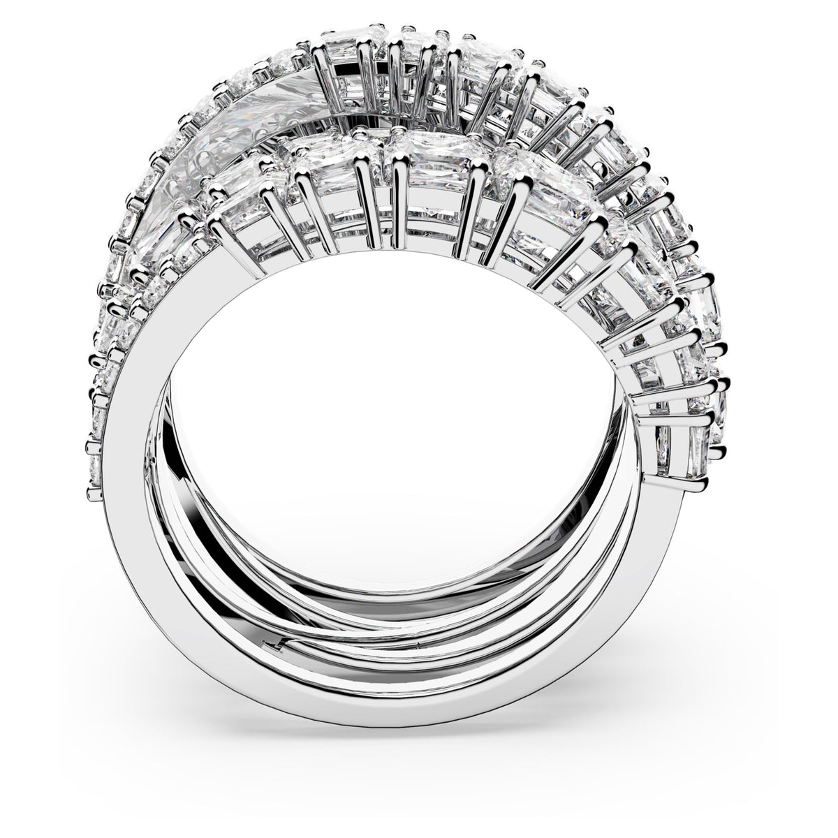 HYPERBOLA RING TWIST - WHITE, RHODIUM