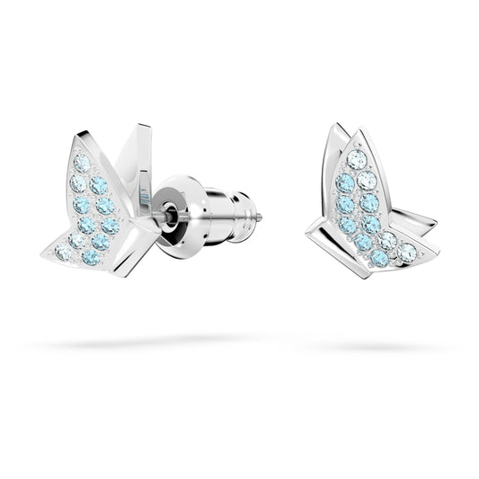 LILIA STUD EARRINGS BUTTERFLY - BLUE, RHODIUM