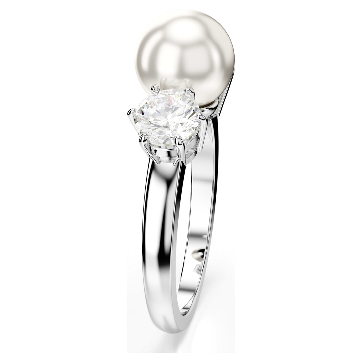 MATRIX COCKTAIL RING - PEARL, WHITE, RHODIUM