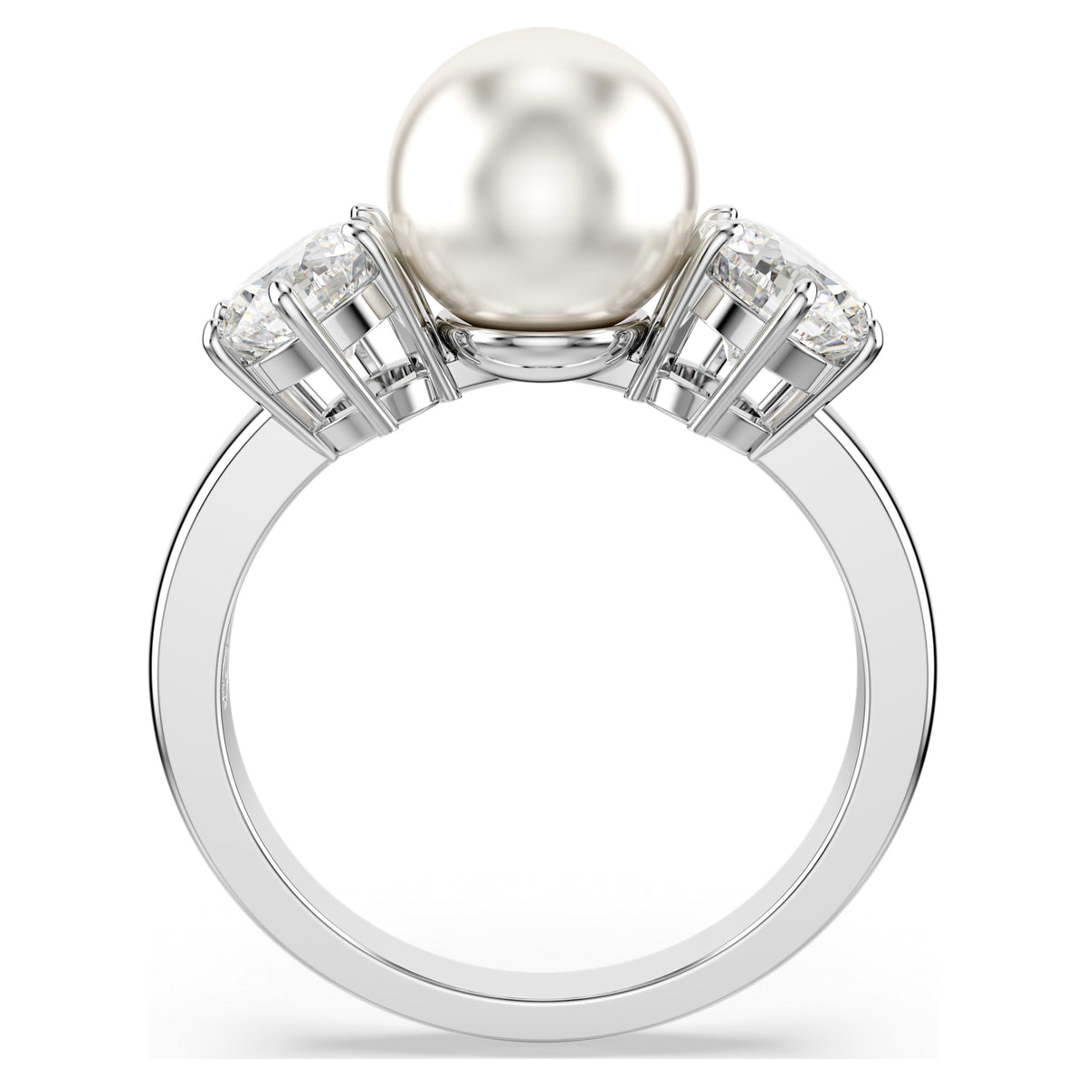 MATRIX COCKTAIL RING - PEARL, WHITE, RHODIUM