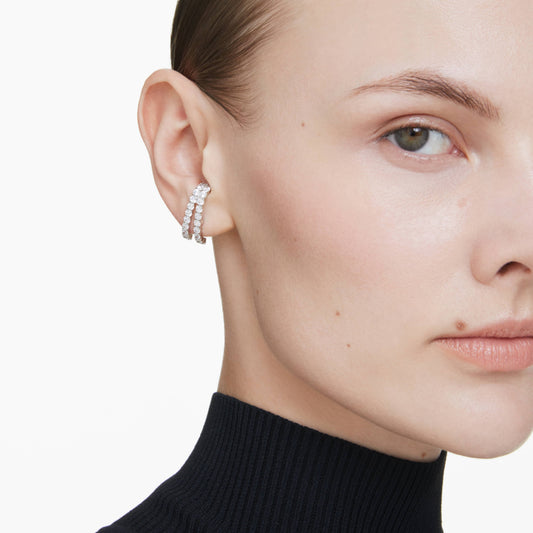 MATRIX EAR CUFFS - WHITE, RHODIUM