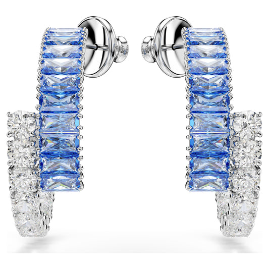 MATRIX HOOP EARRINGS - BLUE, RHODIUM