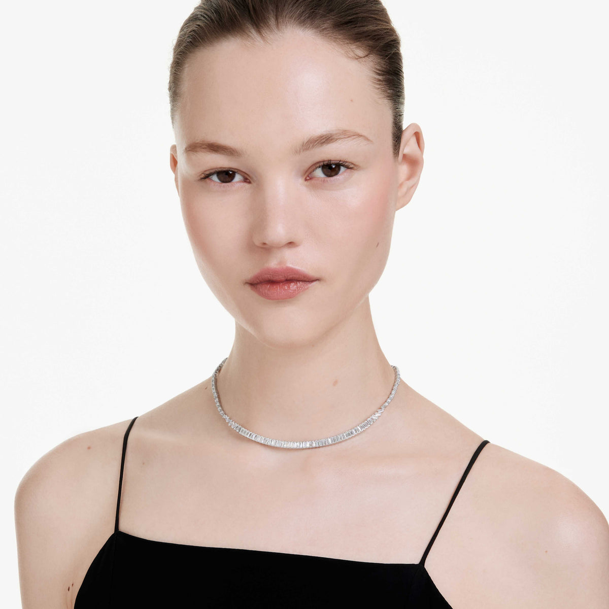 MATRIX NECKLACE - WHITE, RHODIUM